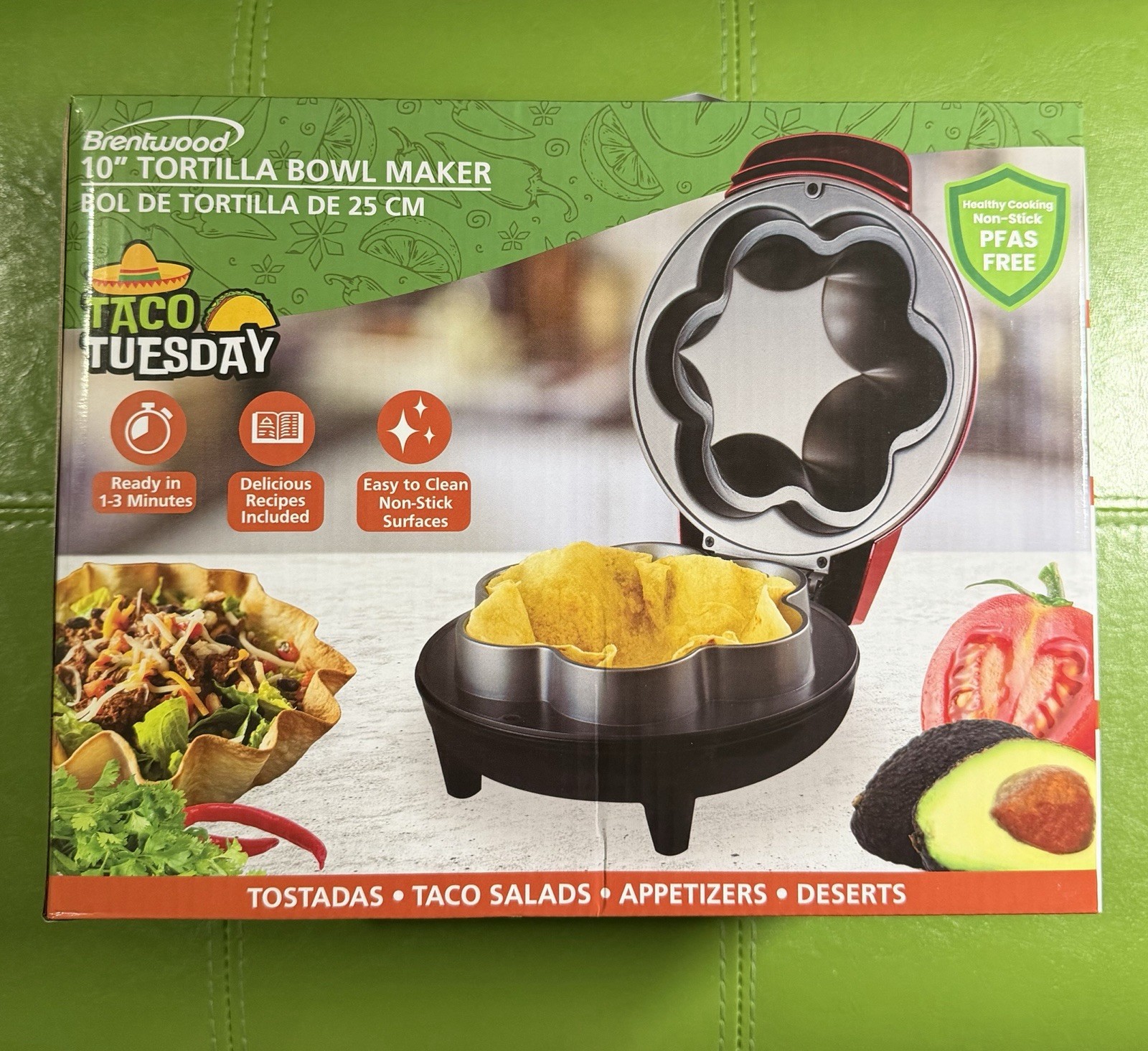 Tortilla Bowl Maker Great For Taco Tuesdays Non-stick Surface Easy To Clean 10”