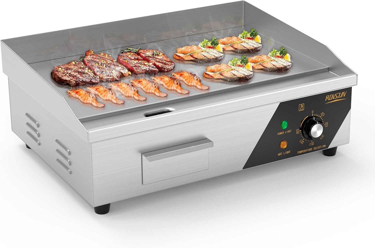 22″ Commercial Electric Griddle 1600W Countertop Flat Top Grill Stainless Steel