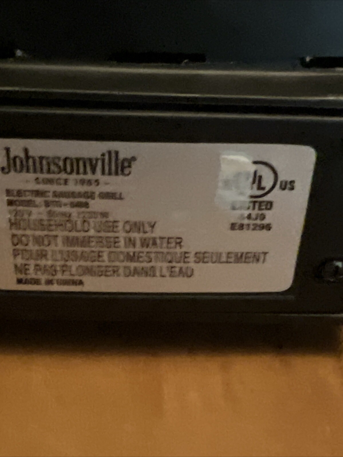 Johnsonville Sizzling Sausage Indoor Electric Grill Model BTG0498. Tested