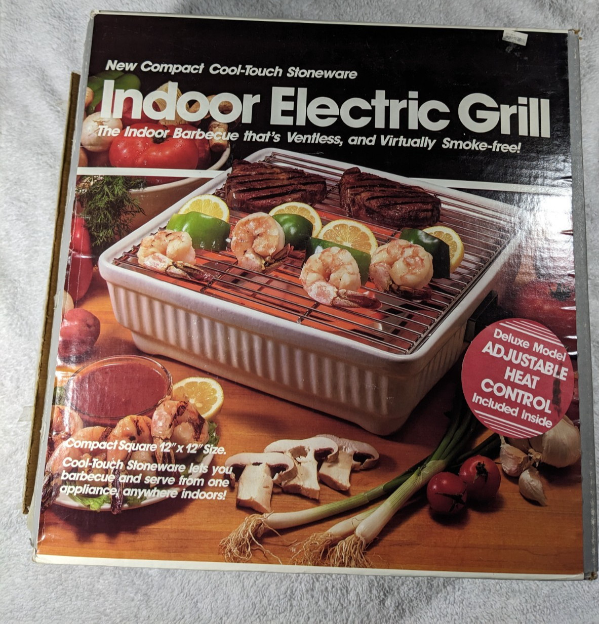 VINTAGE Maverick 12″ Square Indoor Electric Grill With Adjustable Heat Control