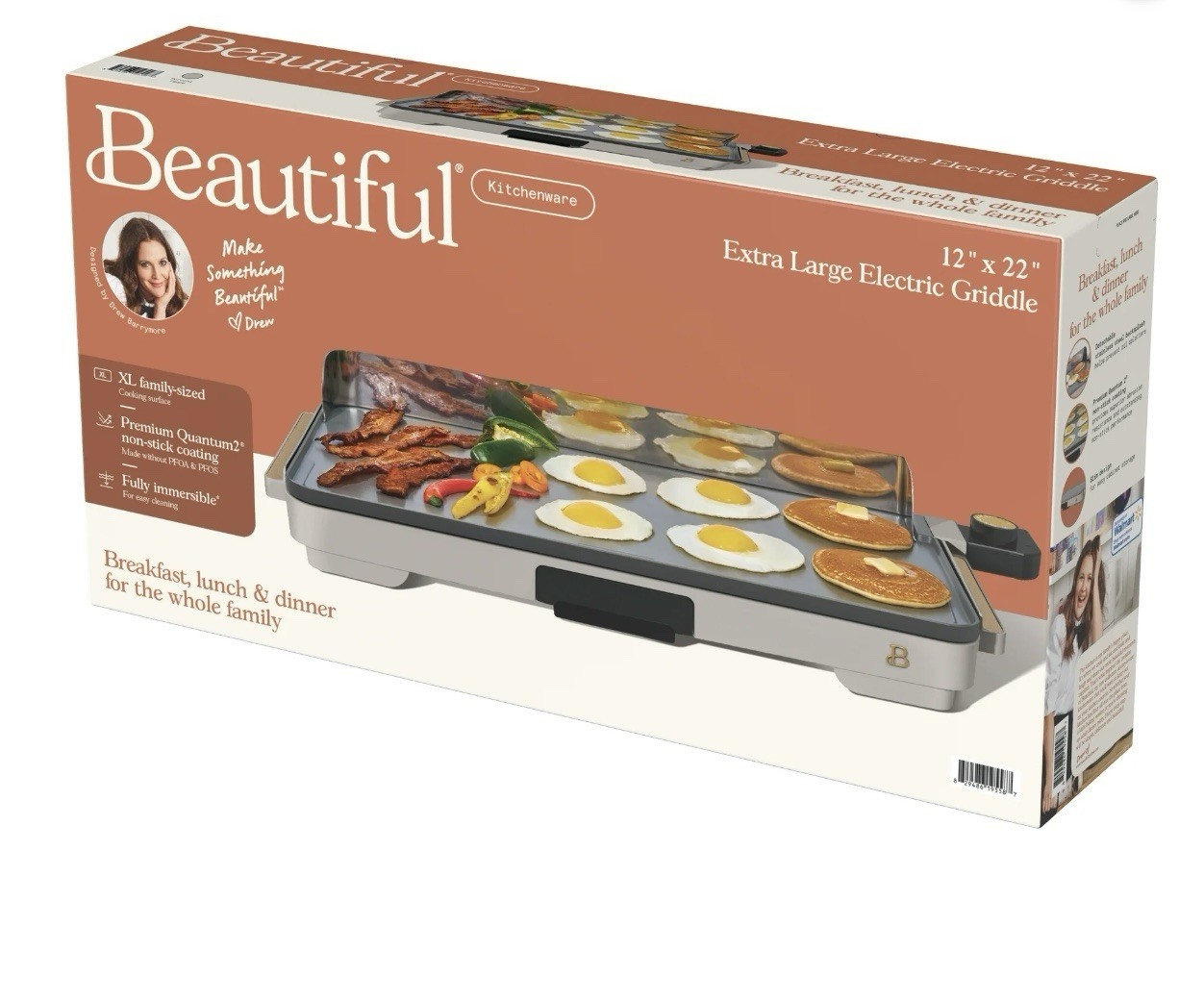 Beautiful XL Electric Griddle 12x 22- Non-Stick, Porcini Taupe by Drew Barrymore