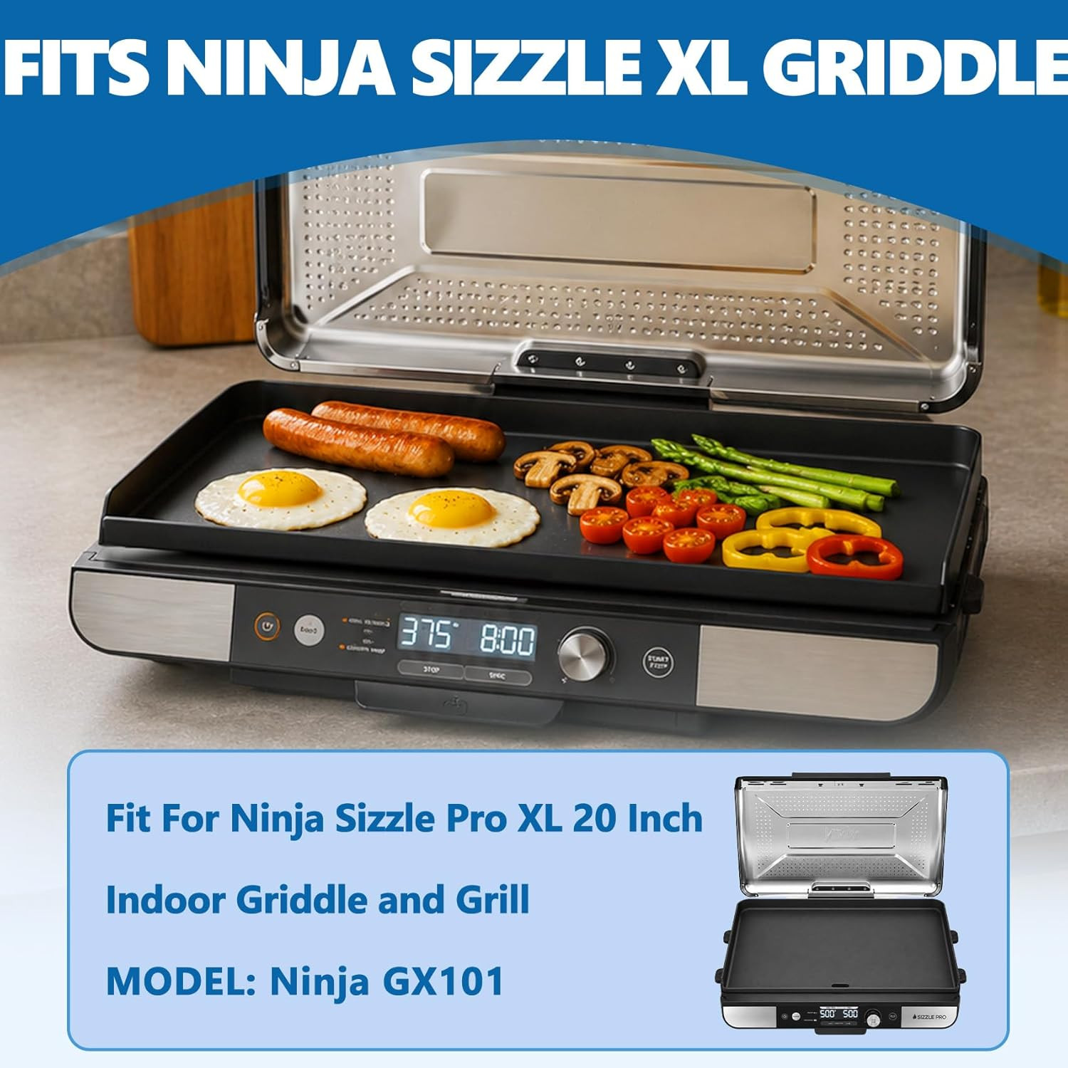 Sizzle Pro XL Nonstick Griddle Plate for Ninja GX101 Indoor Grill