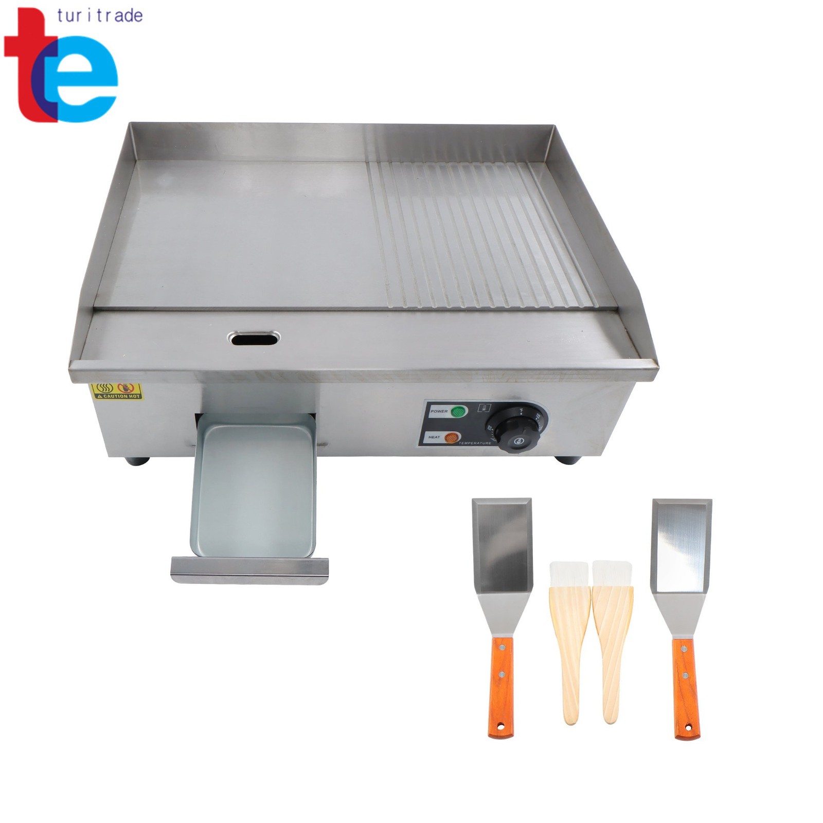 Commercial Electric Griddle, 1600W Countertop Half-Flat Top Grill, 22in