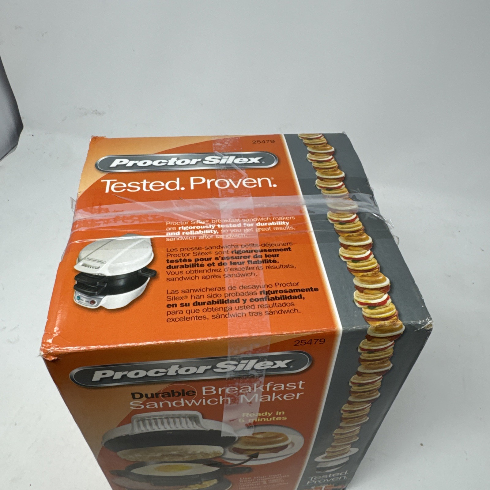 Proctor Silex 25479 Breakfast Sandwich Maker – White – New Open Box