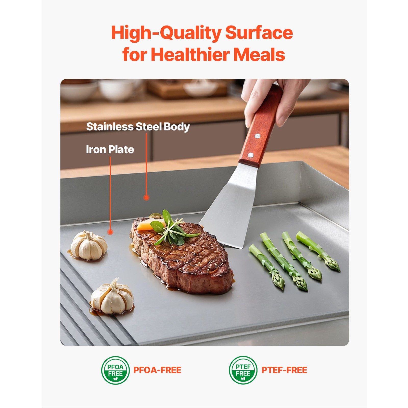 Commercial Electric Griddle, 28.5×15.75 in, 2800W, 122 – 570°F, Stainless Steel