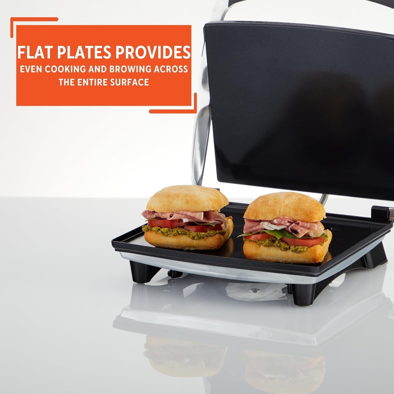 12×10″ Electric Panini Press Stainless Steel Nonstick Grill Sandwich Maker