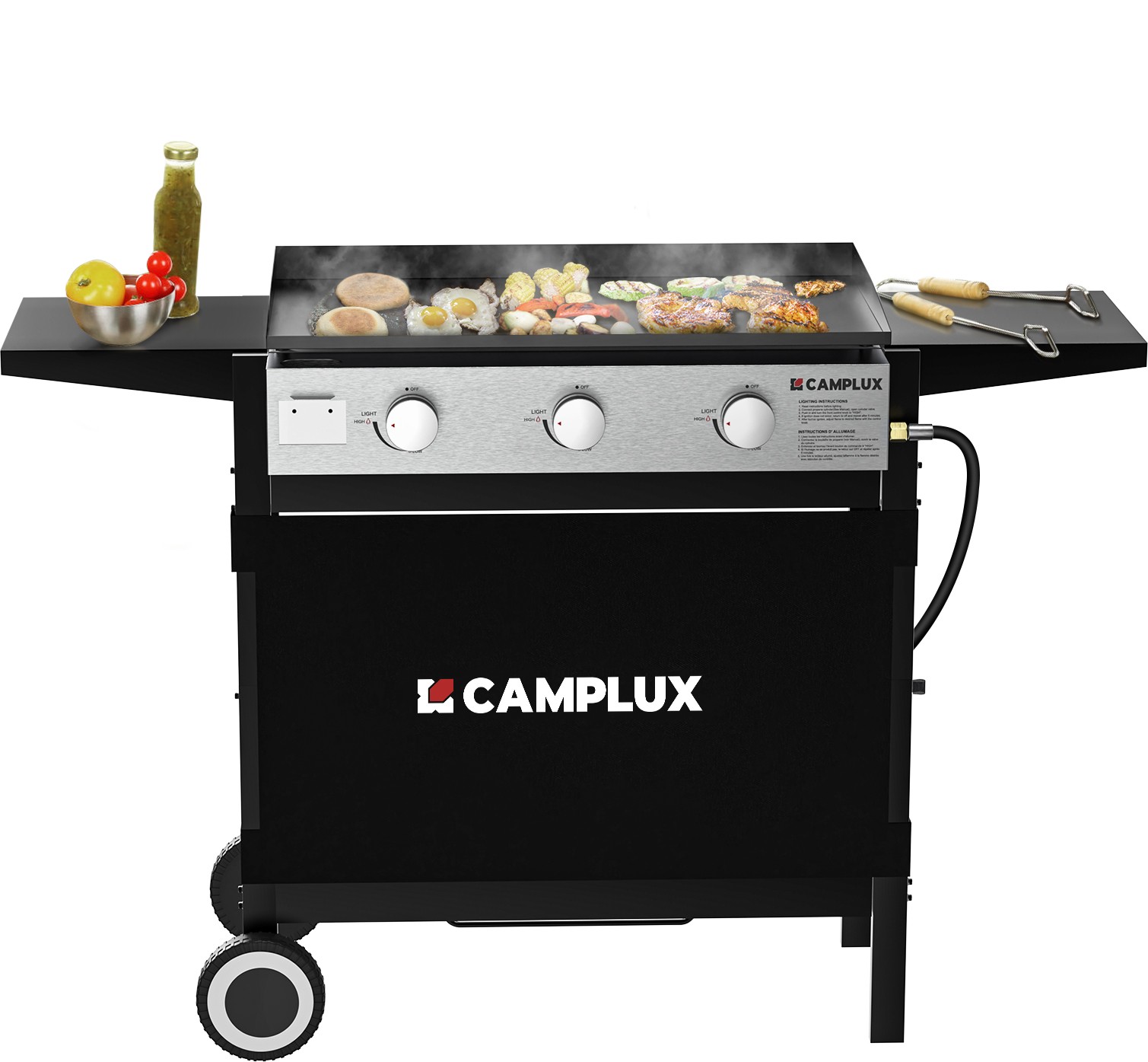 27″ Portable Propane Griddle Flat Top Grill for RV Camping Tailgate 3 Burner