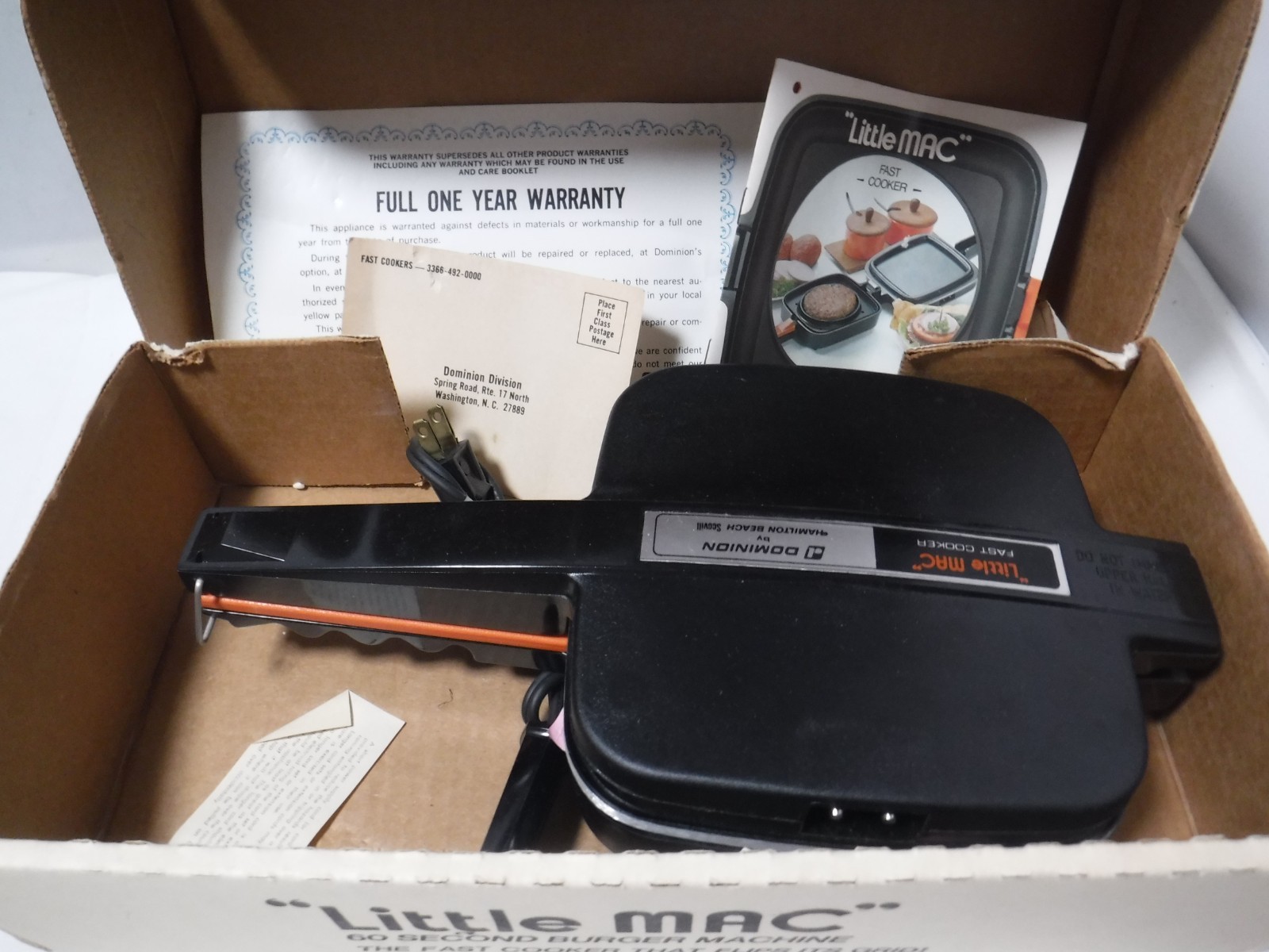 NEW “Little MAC” 60 Second Burger Gridle Machine Hamburger Maker Model #2108