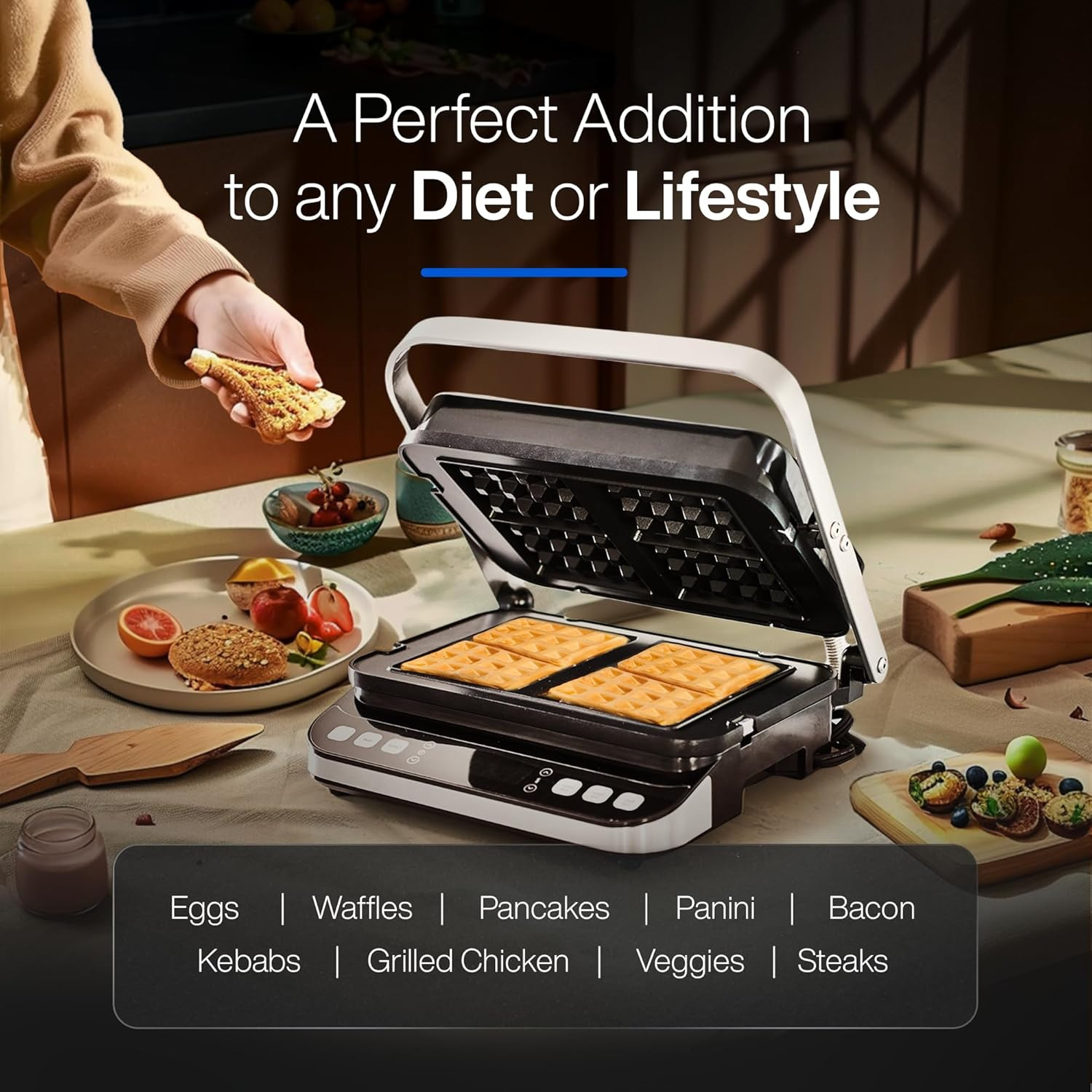 Yedi 6-in-1 Digital Grill & Waffle Maker with Deluxe Accessories