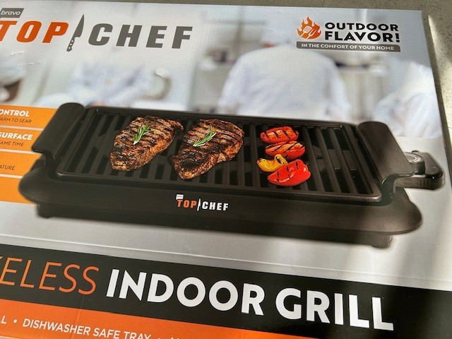 Top Chef Smokeless Indoor Electric Grill Non-Stick Temperature Control, New