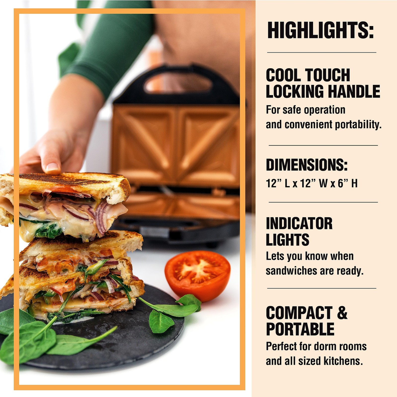 2 In 1 Nonstick Panini Press And Electric Sandwich Maker With Indicator Light