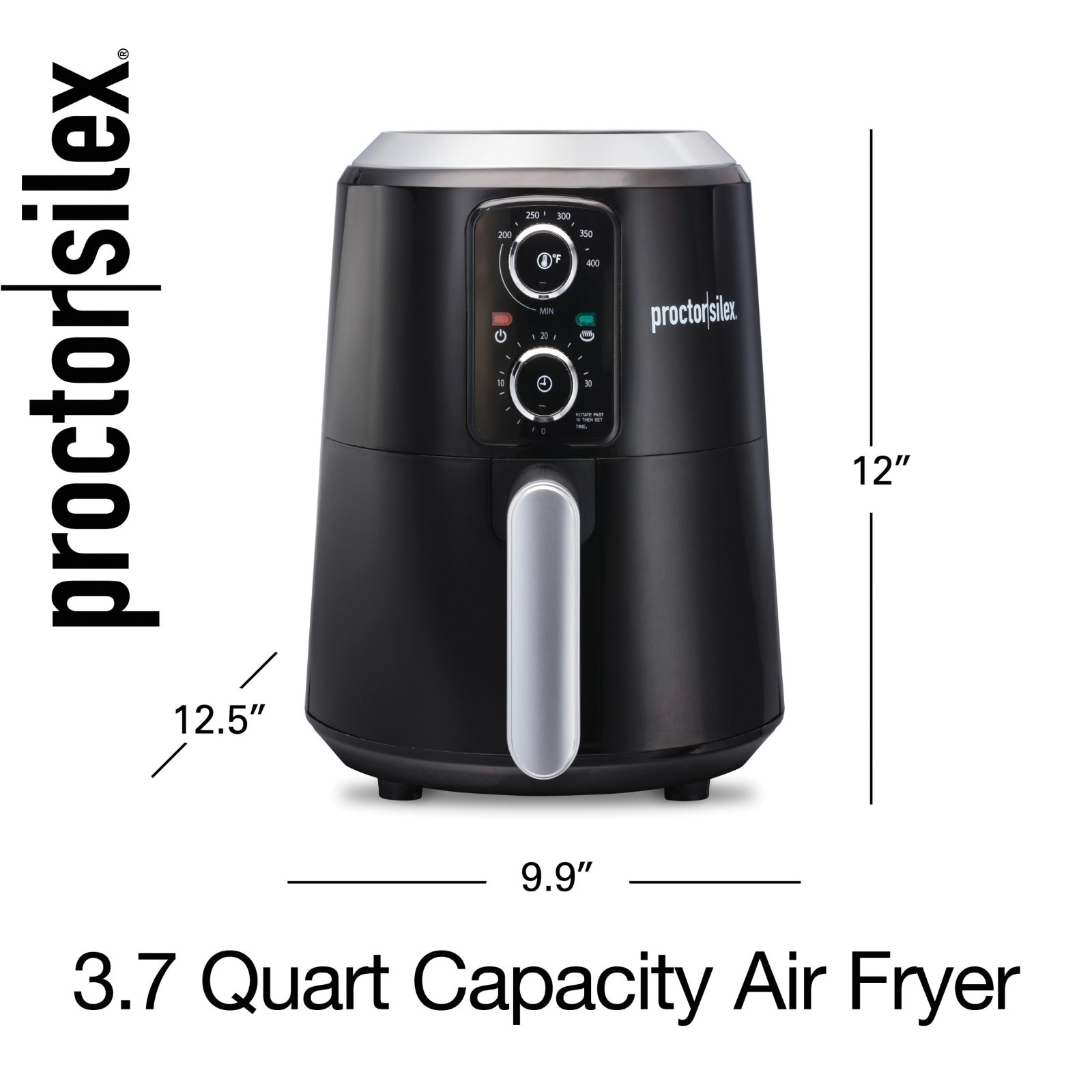 Proctor Silex 3.7 Quart Air Fryer with Timer and Nonstick Basket, Black