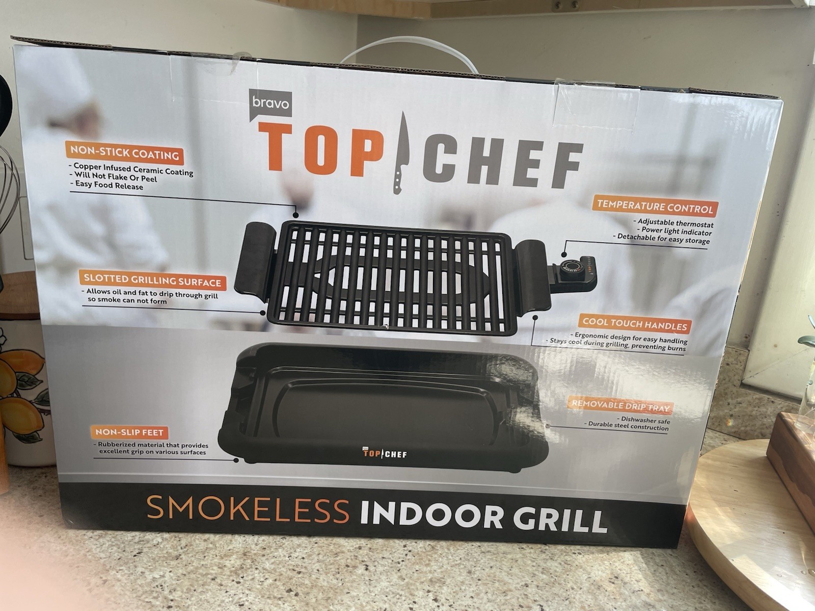 Top Chef Smokeless Indoor Electric Grill Non-Stick Temperature Control