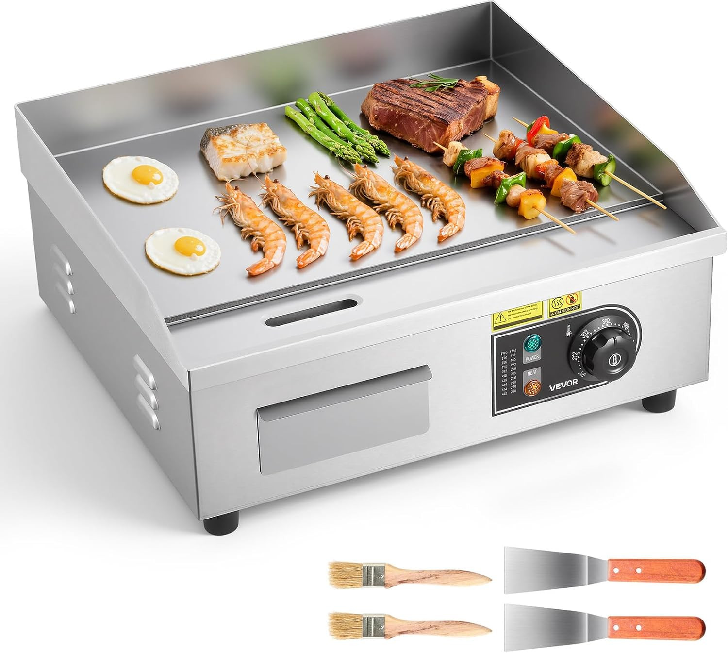 Commercial Electric Griddle, 18″, Countertop Flat Top Griddle | Stainless Steel