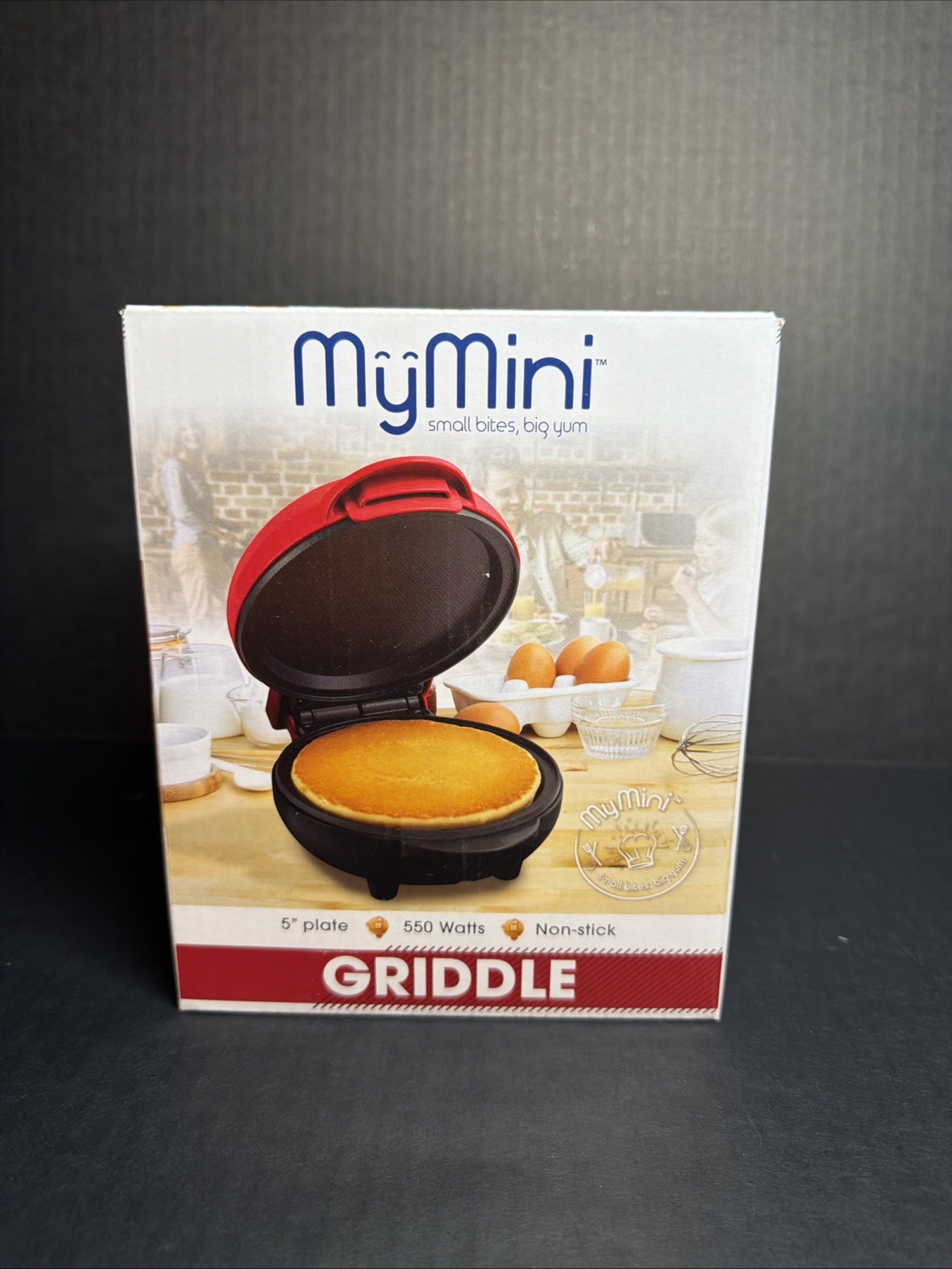 MyMini Griddle Red Non-Stick Portable Electric 550W 5-Inch Easy Clean Round