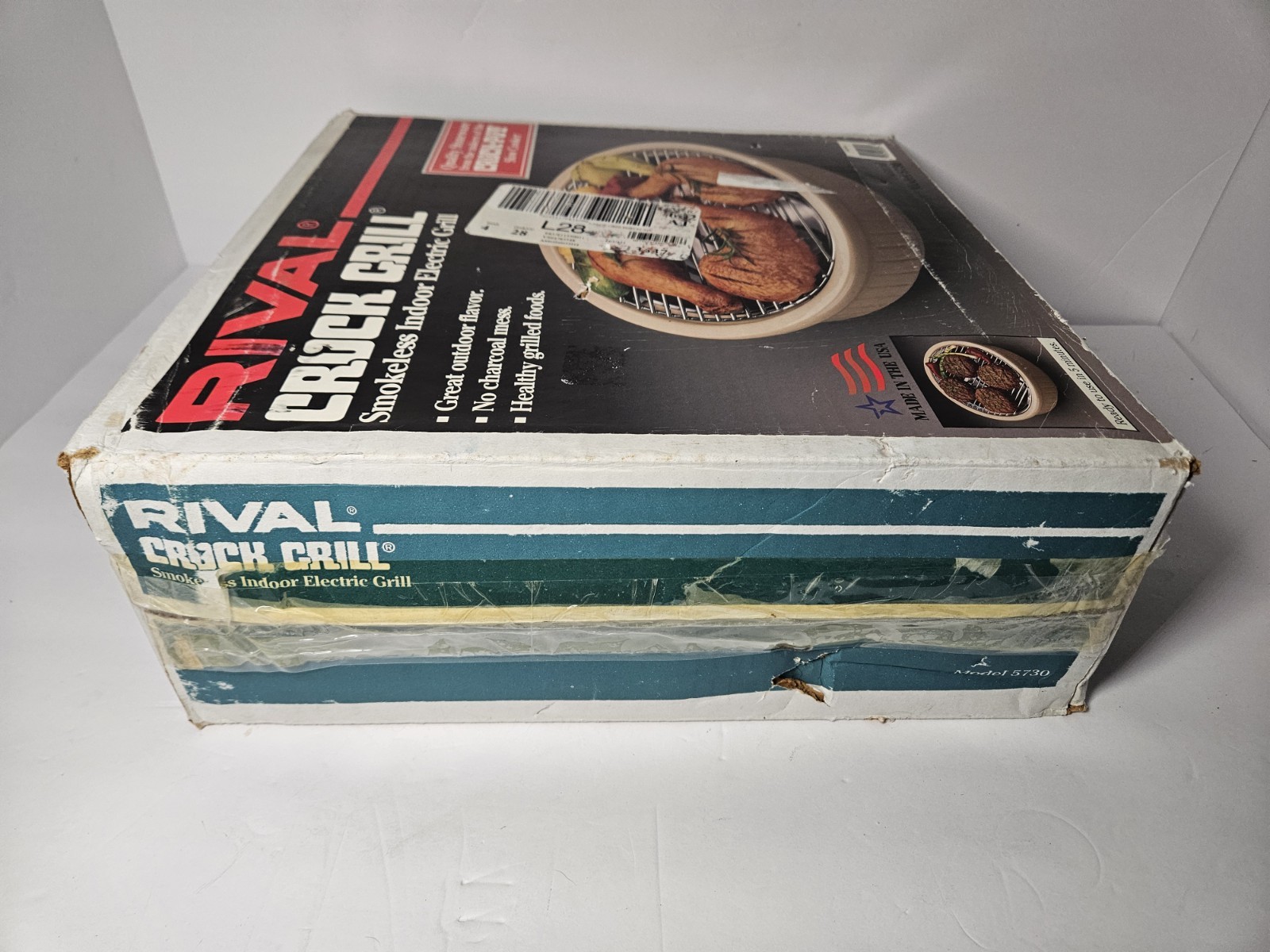 Rival Crock Grill Electric Smokeless Indoor Grill, Beige, Natural Model 5730