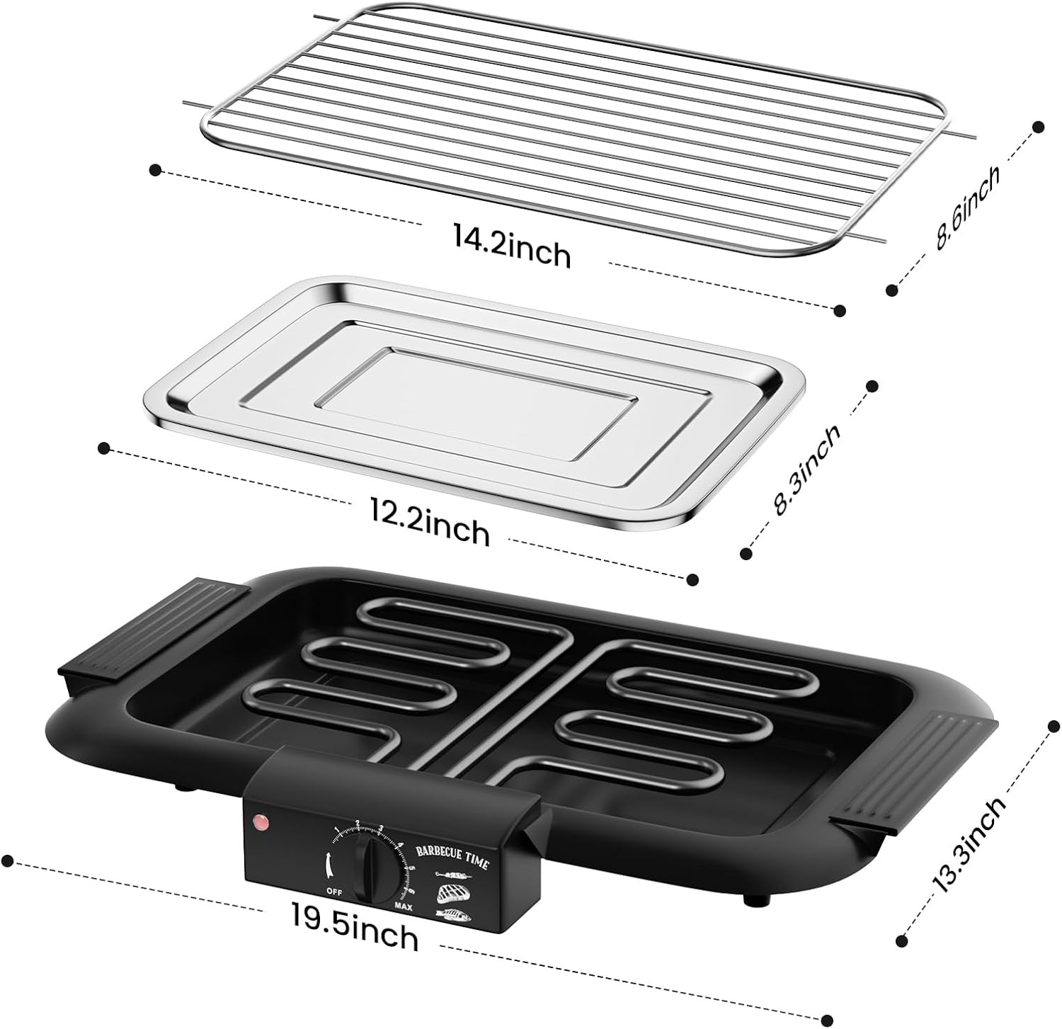 Electric BBQ Grill, Smokeless Non-Stick Indoor/Outdoor Barbecue Grill, 2000W Dou