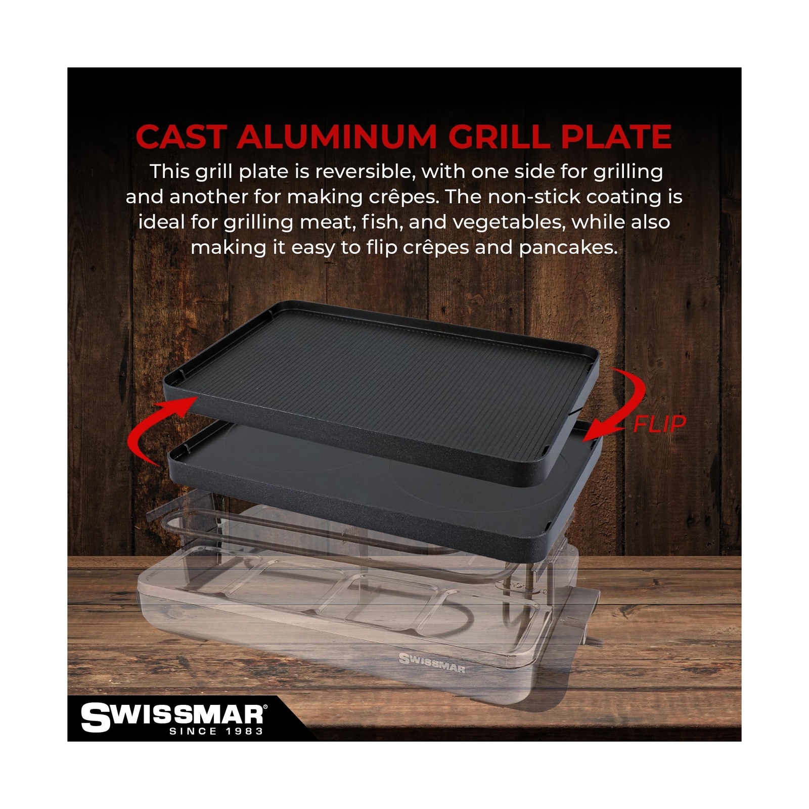 Swissmar Classic Raclette Party Grill with Reversible Cast Aluminum Non-Stick…