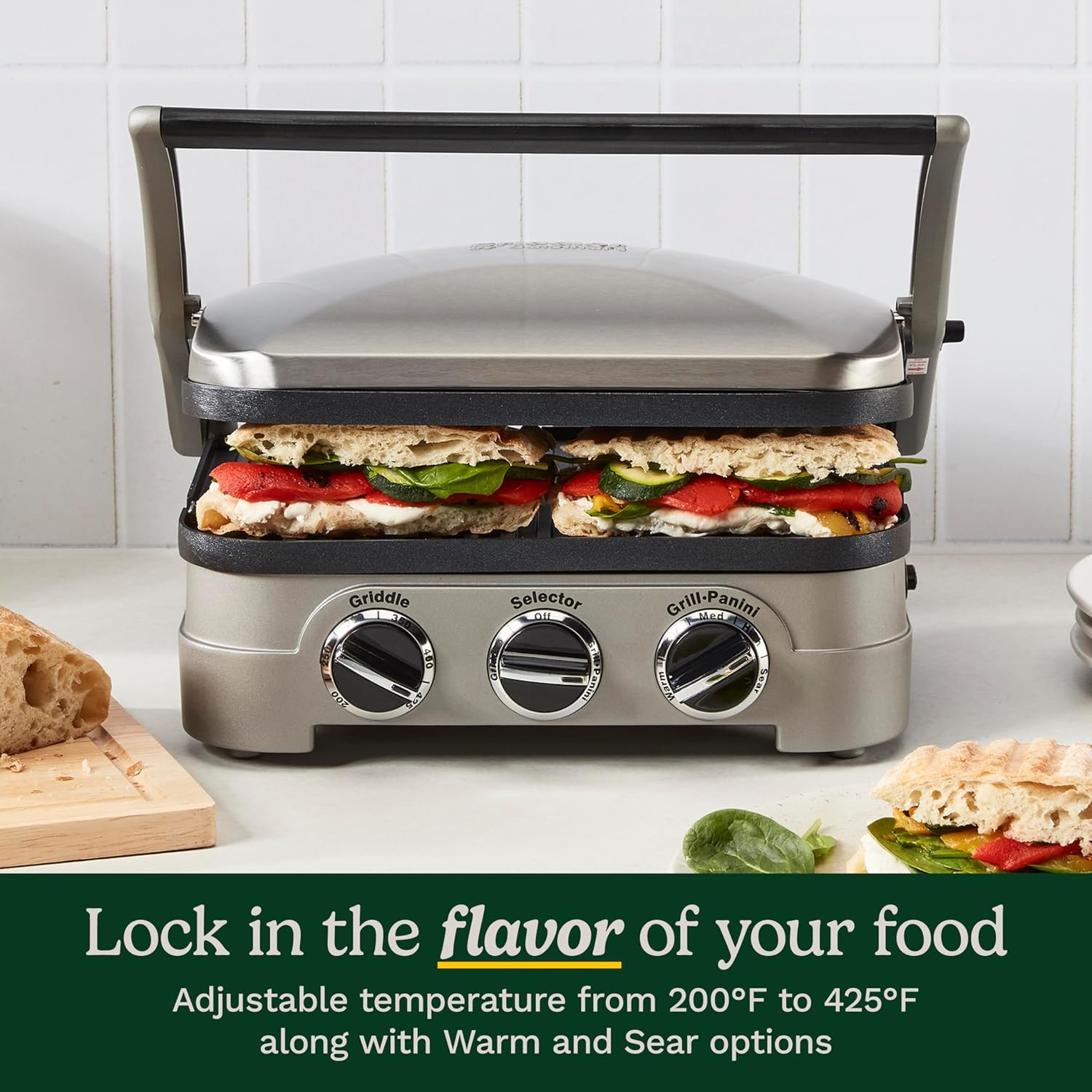 GRIDDLER INDOOR GRILL, PANINI PRESS, SANDWICH MAKER & MORE 5-IN-1 GRILLING