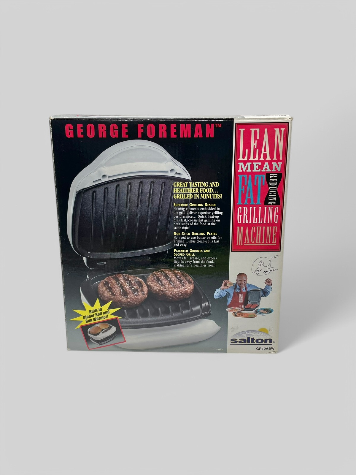 VTG George Foreman Grill White GR10ABW Y2K Retro Kitchen Appliance NOS DEADSTOCK