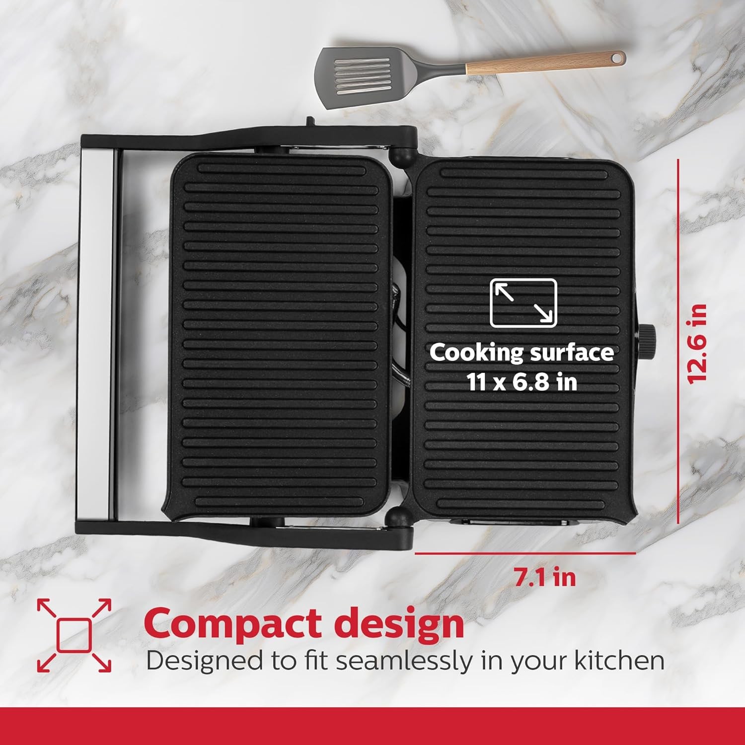 2-Slice Panini Press & Grill Black/Stainless Steel Sandwich Maker W/ Non-Stick