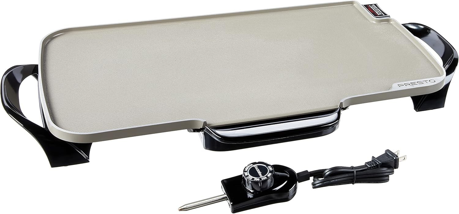 07062-22-Inch Ceramic Removable Handles Electric Griddle Grey Ceramic