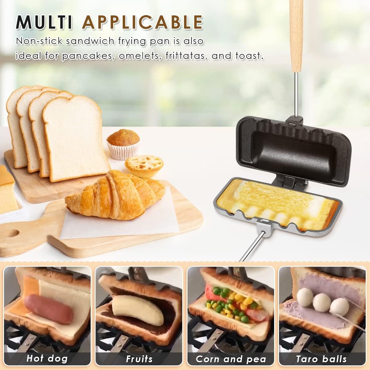 Hot Sandwich Maker Hot Dog Toaster Double-Sided Sandwich Baking Pan Double Sided