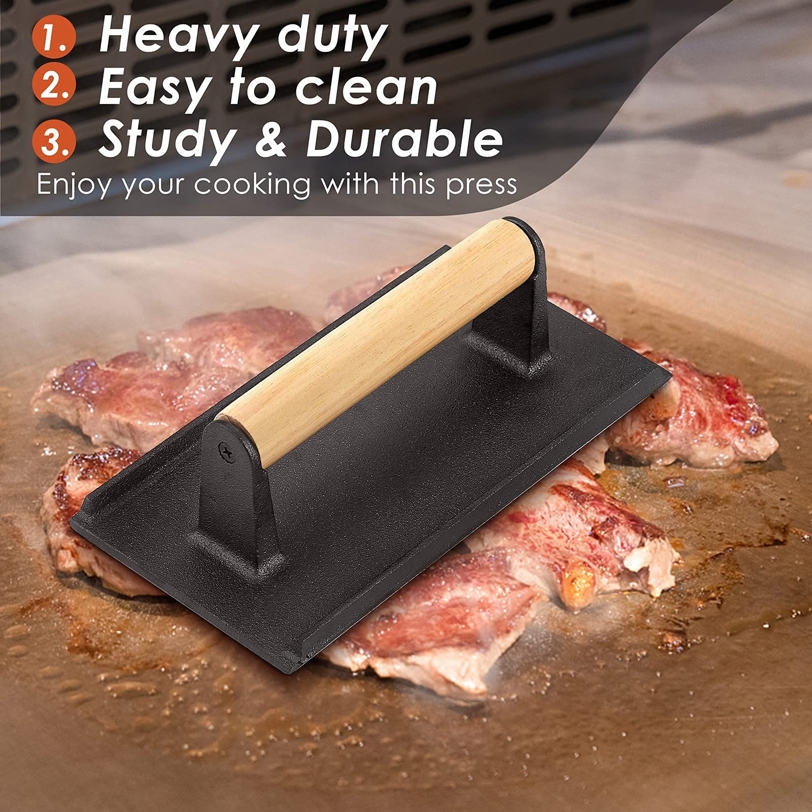HaSteeL Bacon Hamburger Press for Rectangular BBQ Press, 1pcs
