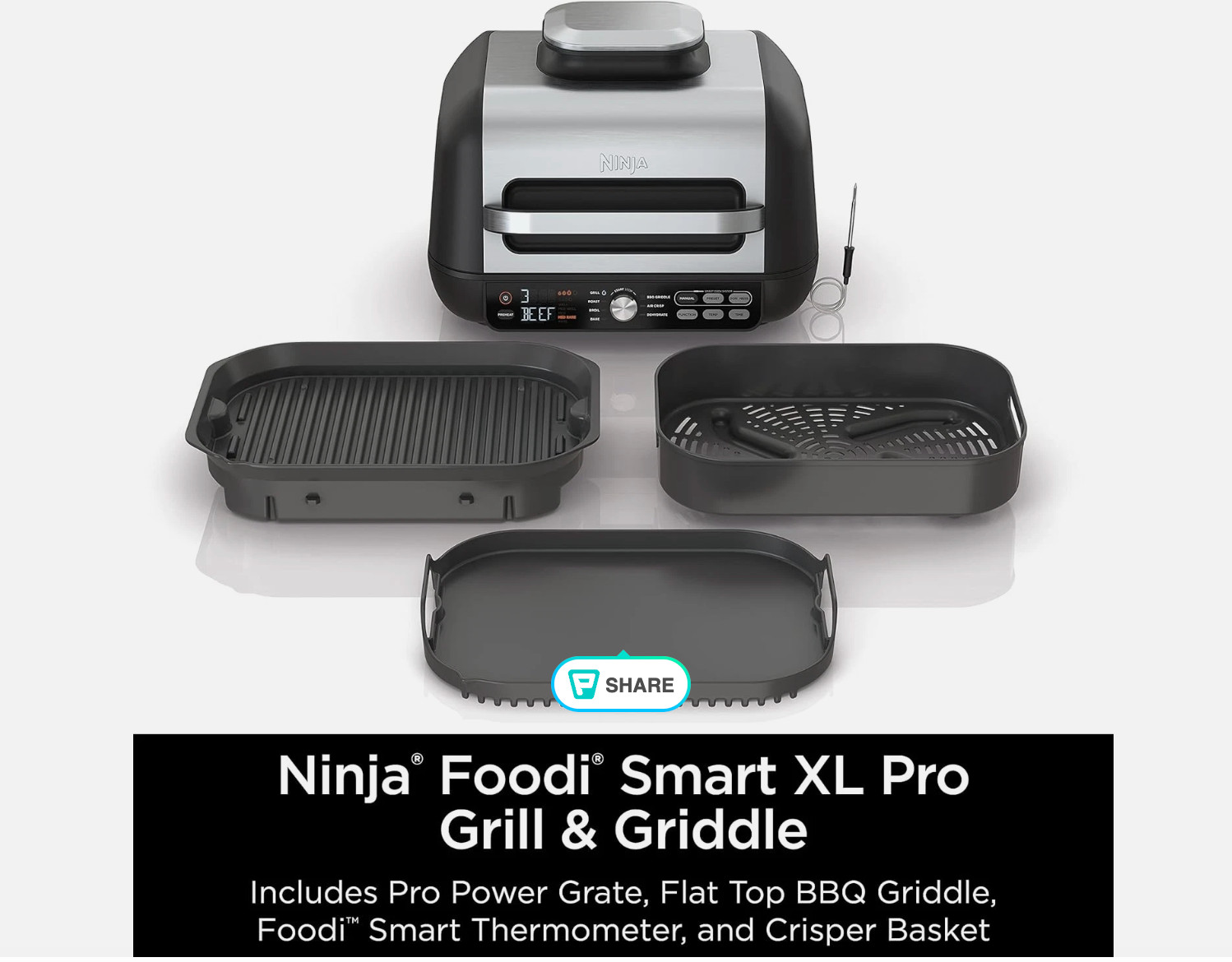Ninja IG651 Foodi Smart XL Pro 7-In-1 Indoor Grill/Griddle Combo, Brand New