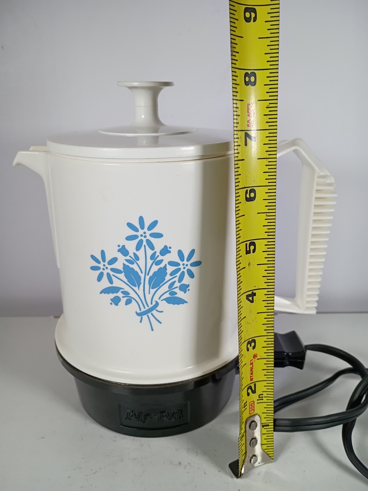 Vintage Blue Floral Regal Poly Hot Pot 5 Cup Electric Tea Coffee Water Kettle