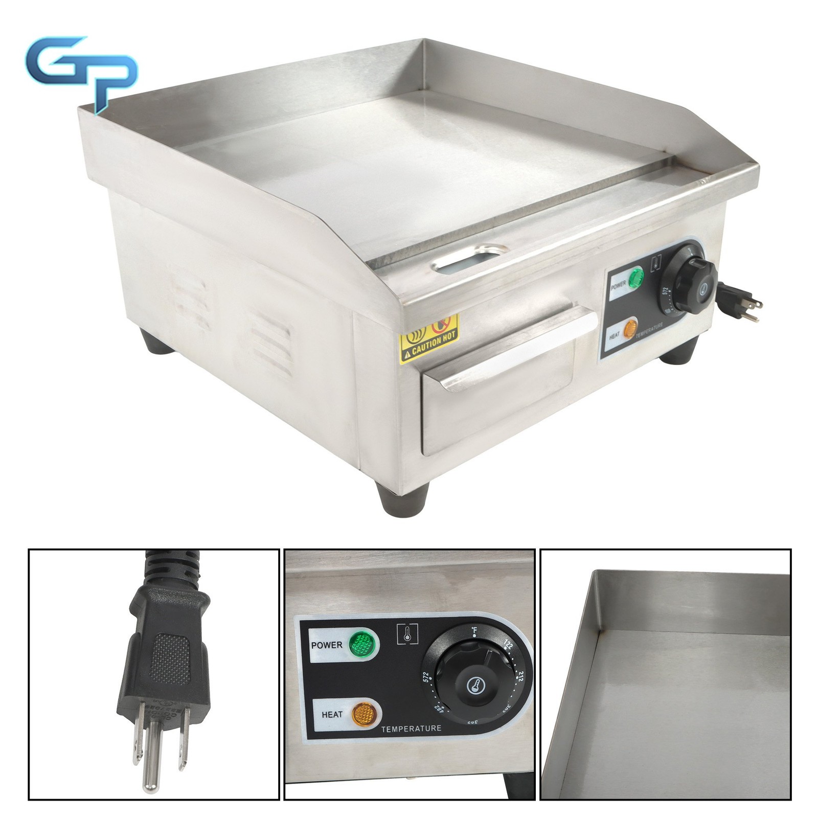 14″ Commercial Electric Griddle, 1500W Electric Flat Top Grill Restaurant Home
