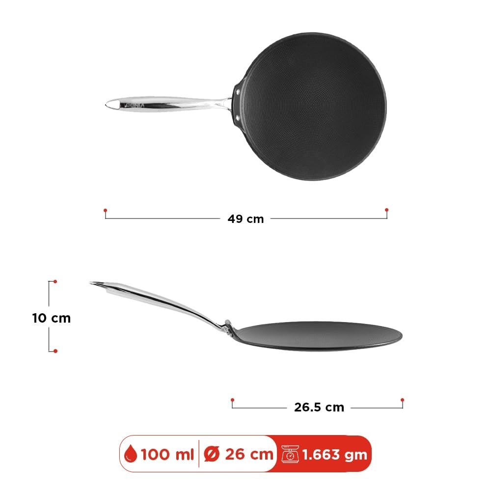 Vinod Ferona Cast Iron Roti Tawa Gas Stove Stick-Free Metal Spoon Safe 2 Yr