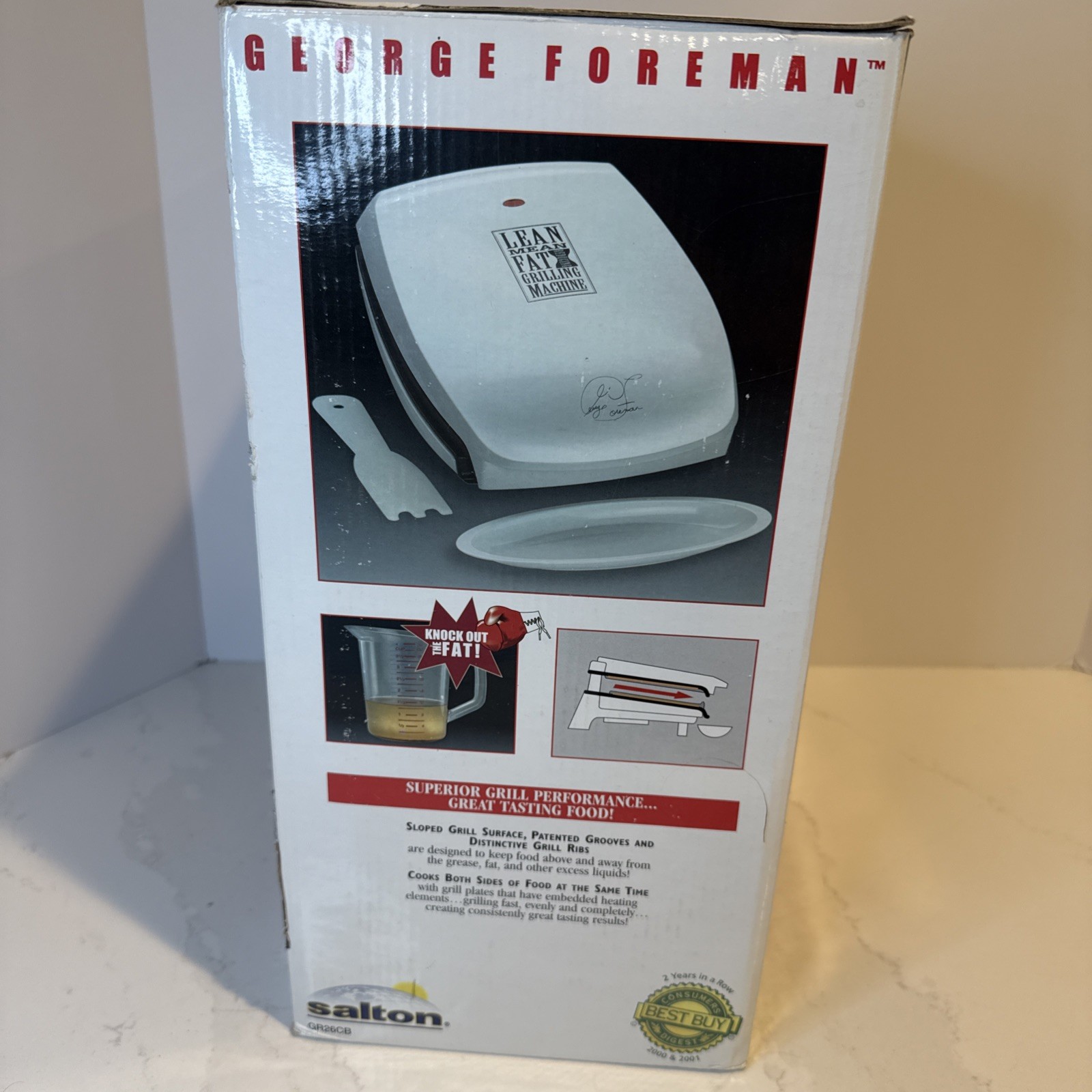 Vintage 2001 Brand New George Foreman GR26CB XL Indoor Grill Family Size
