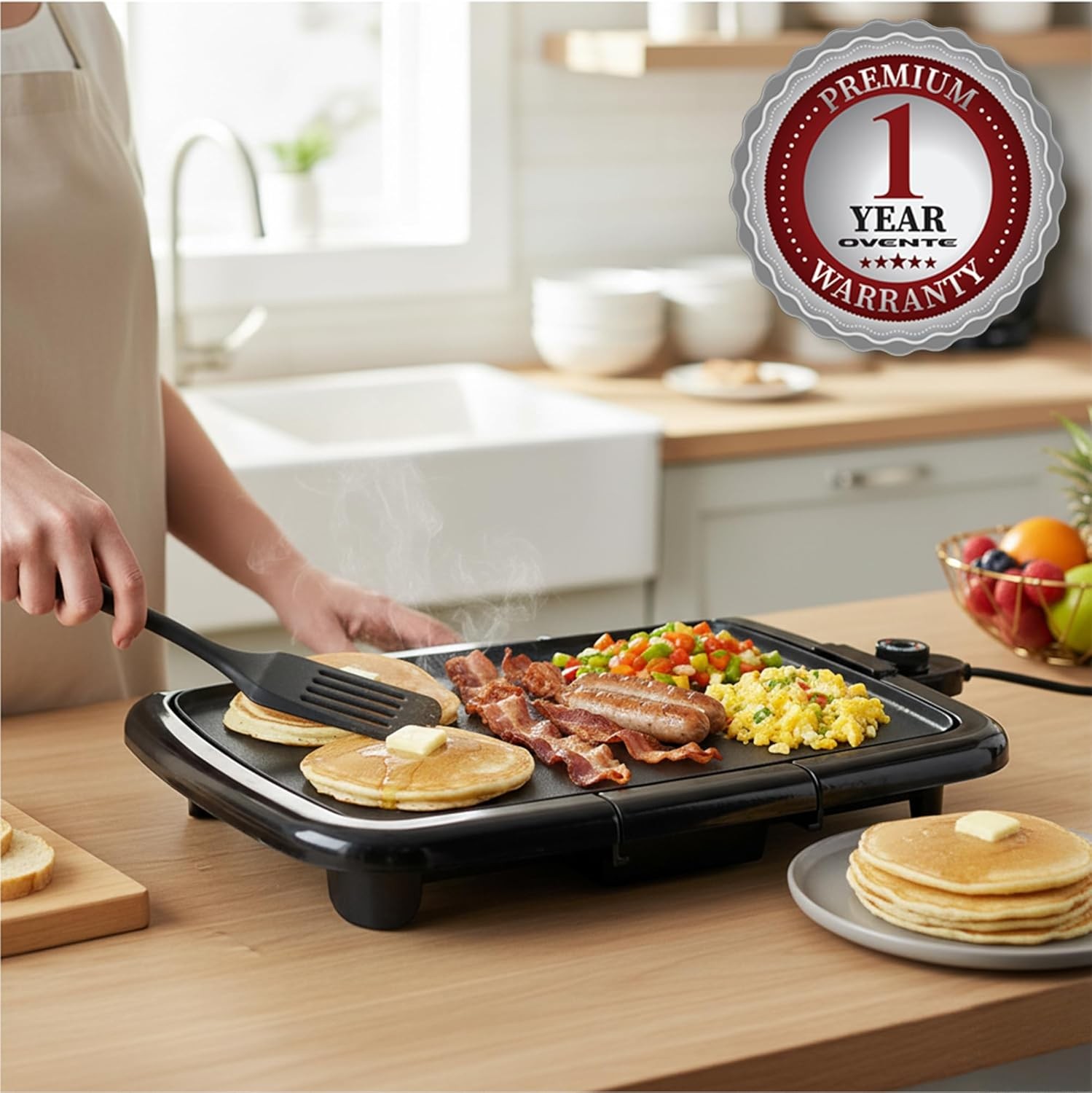 Electric Griddle W/ 16 x 10 Inch Flat Non-Stick Cooking Surface Removable &