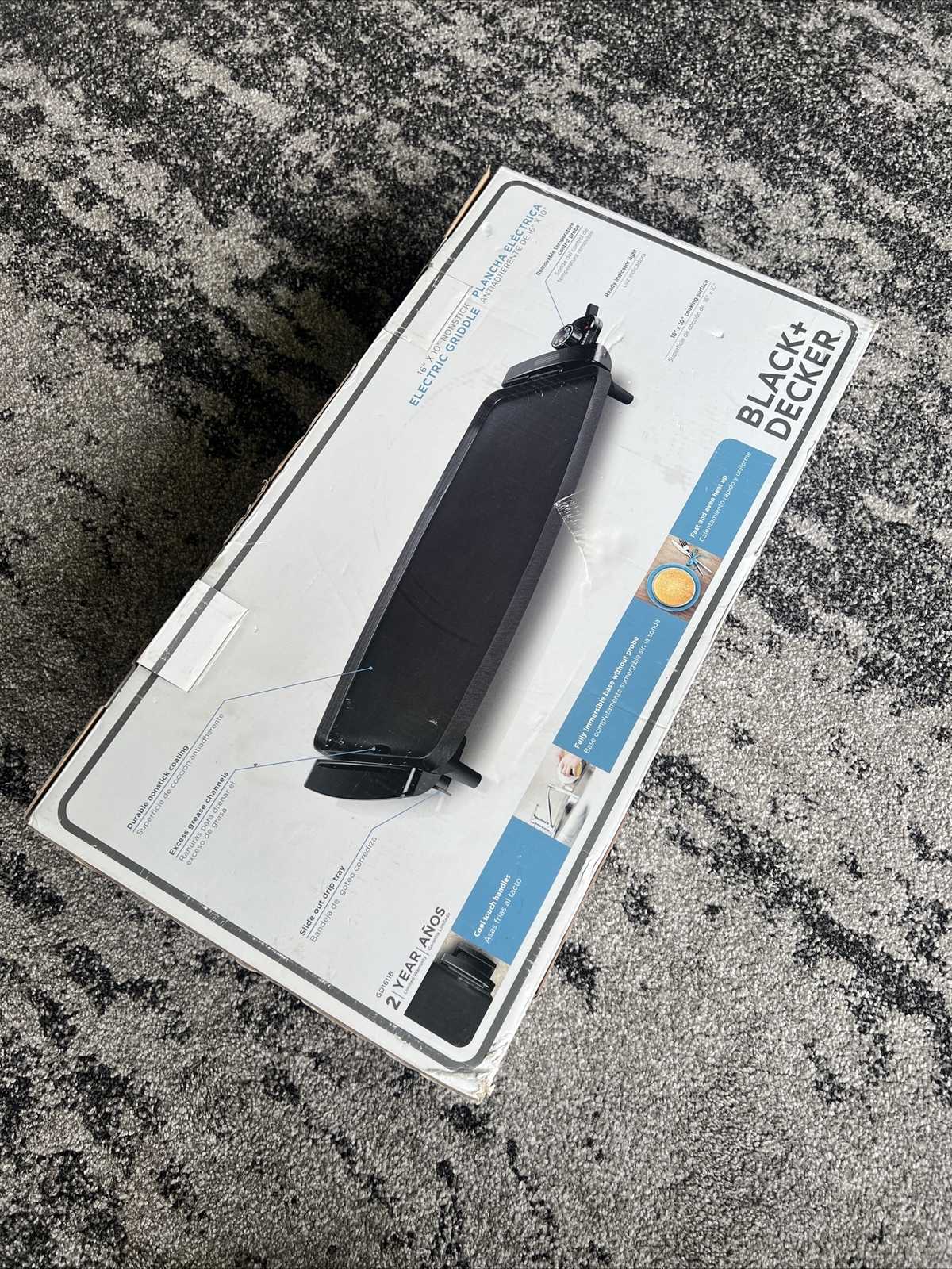 Black & Decker 16″x10″ Nonstick Electric Griddle #GD1611B Cool Handles/Drip NEW!