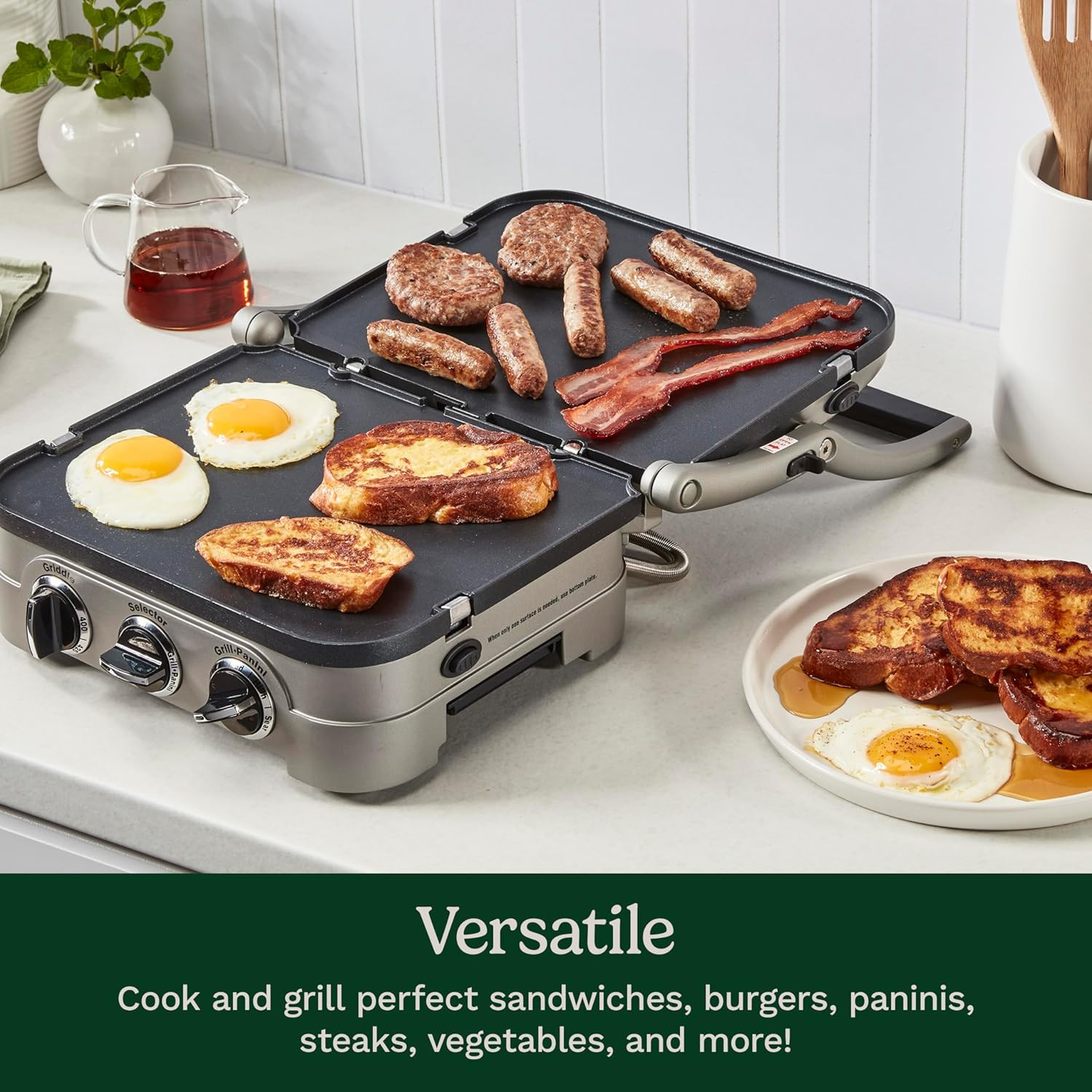 Griddler Indoor Grill, Panini Press, Sandwich Maker & More, 5-In-1 Grilling, Dis