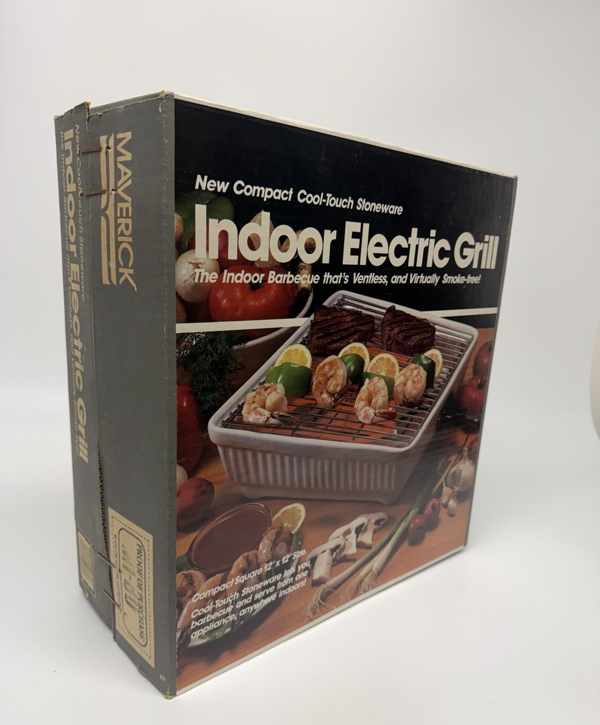 Vintage FAC SEALED Maverick MI-80 Indoor Electric Grill Square Stoneware 12×12