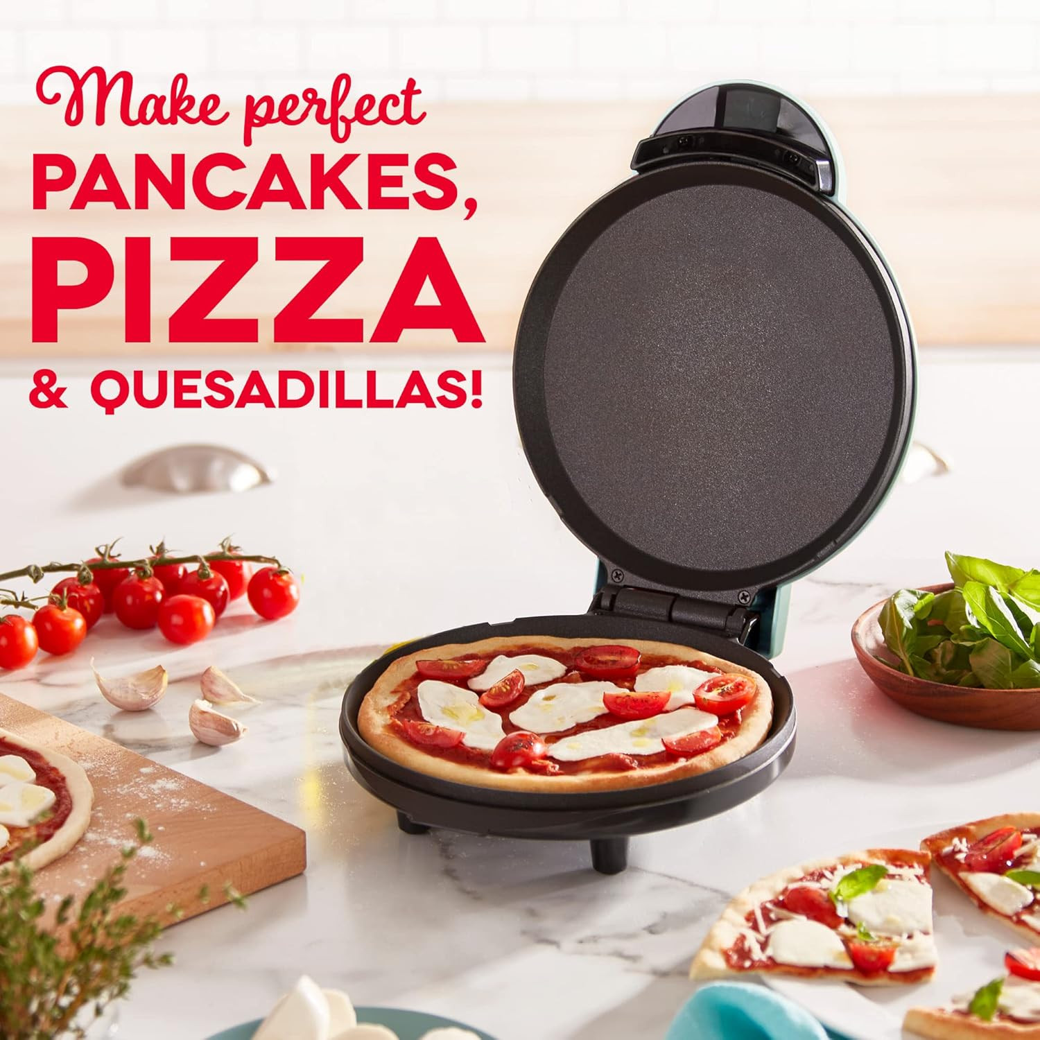 8” Express Electric round Griddle for for Pancakes, Cookies, Burgers, Quesadi…