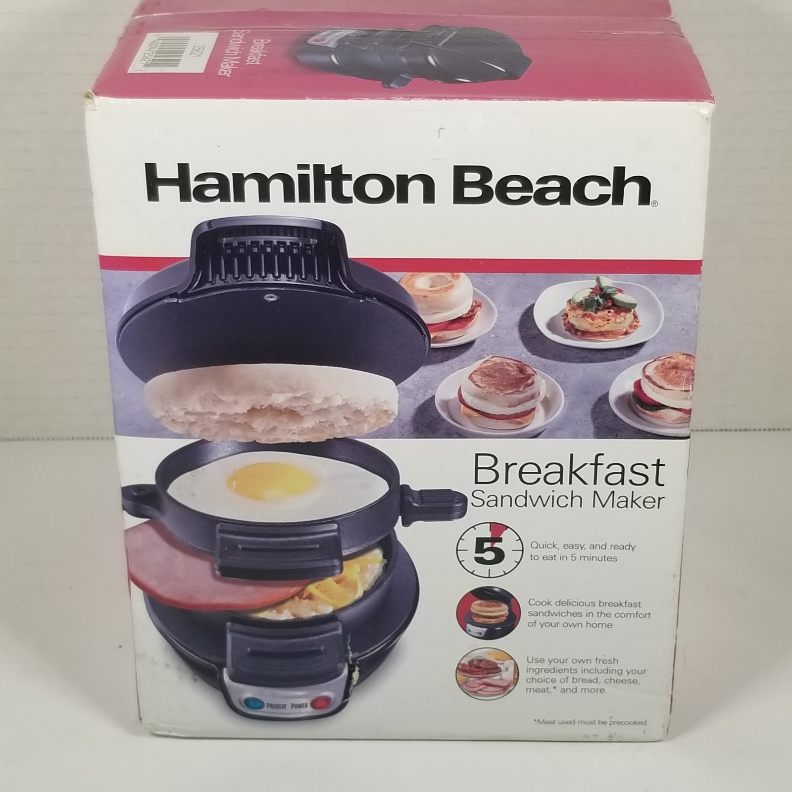 Boxed Hamilton Beach Breakfast Sandwich Maker Cooker