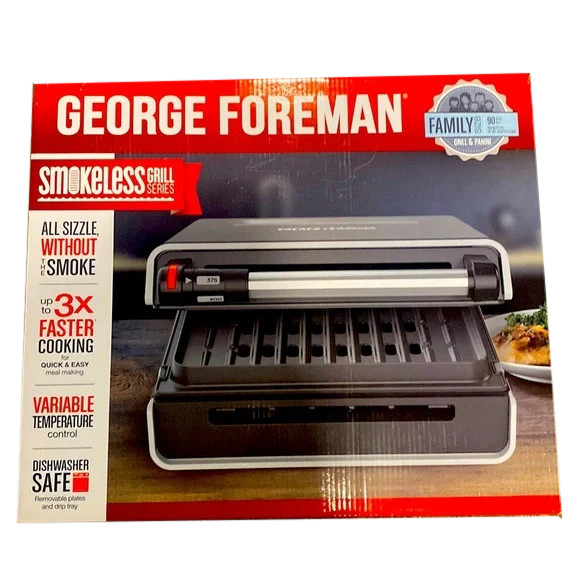 George Foreman Contact Smokeless Select a Temp. Grill, Family Size (4-6 Servi…