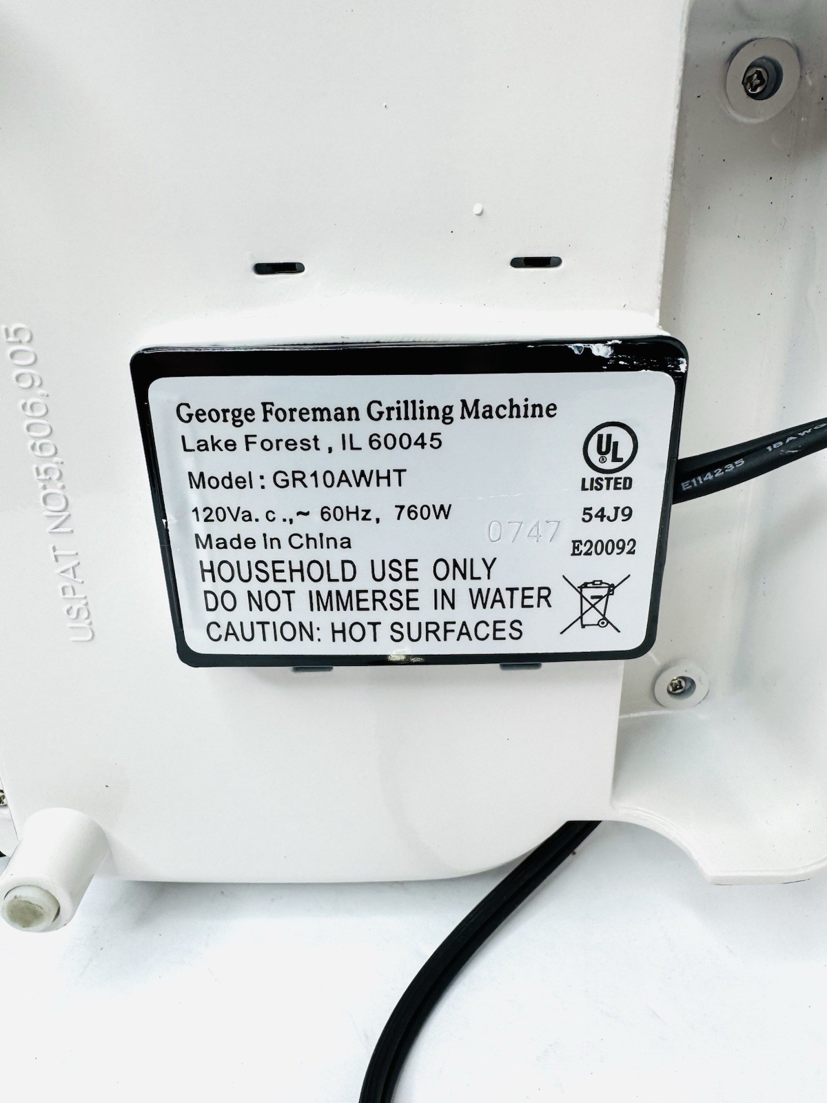 George Foreman Electric Grill White Lean Mean Meat GR10AWHT, New, Open Box