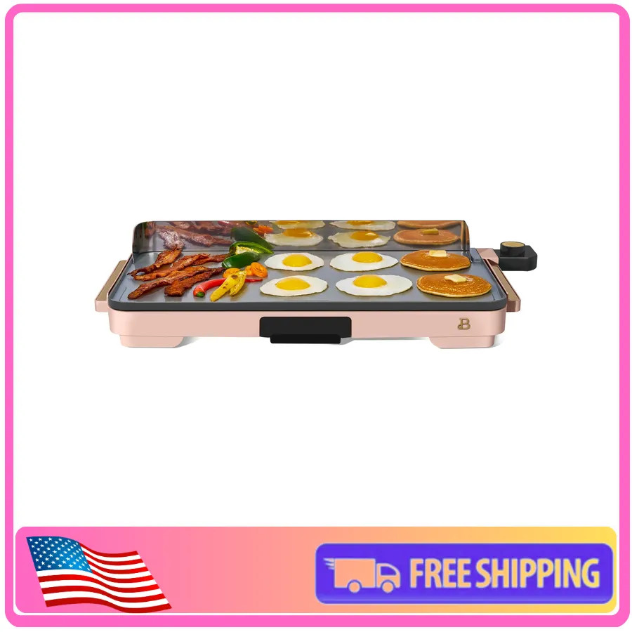 Beautiful Drew Barrymore 12×22 XL Electric Griddle Ceramic Nonstick Rose Gold