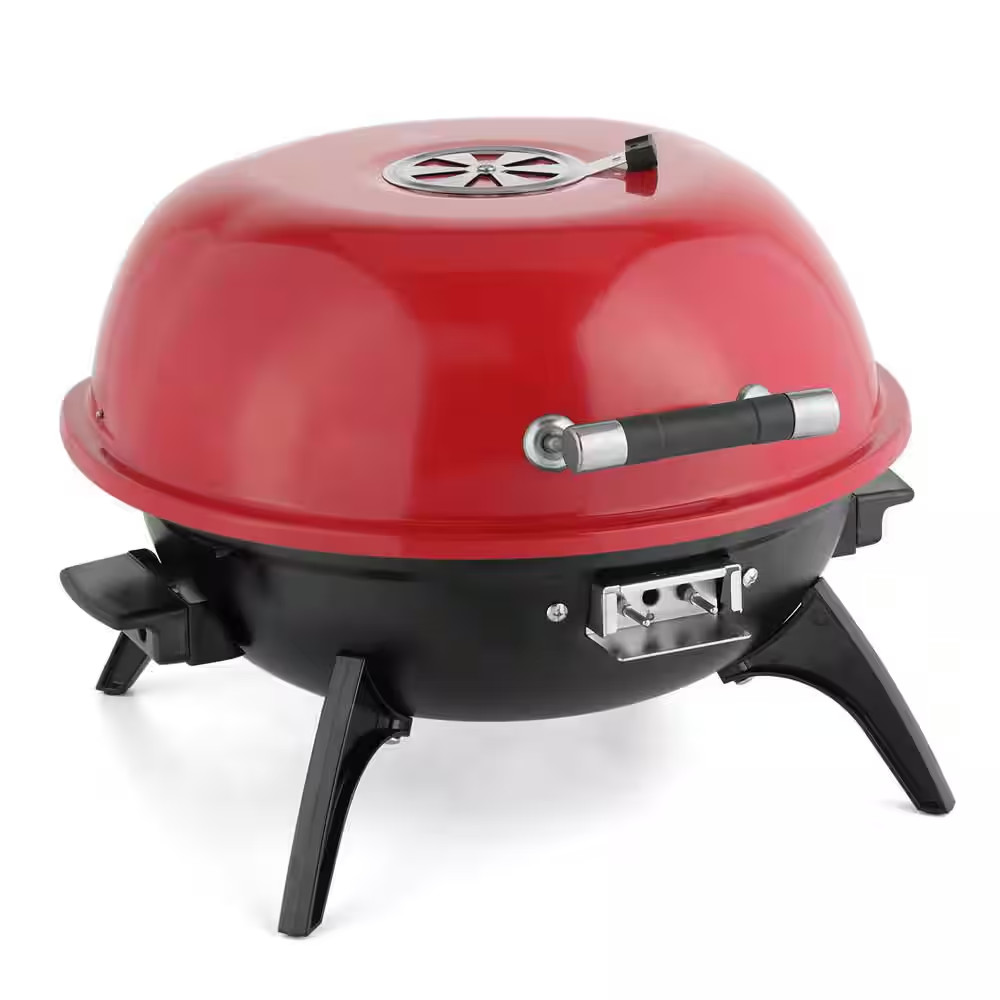 1600W Electric Countertop BBQ Grill Portable Double Layer Electric Grill in Red