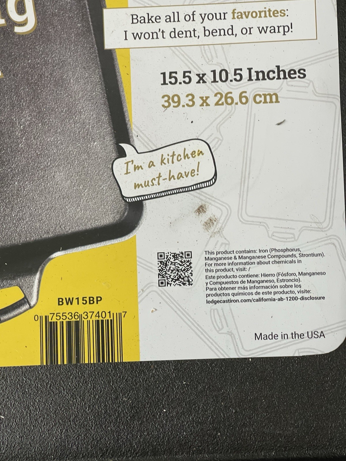 Lodge Seasoned Cast Iron Baking Pan Dual Handles Rectangle 15.5″x10.5″ New