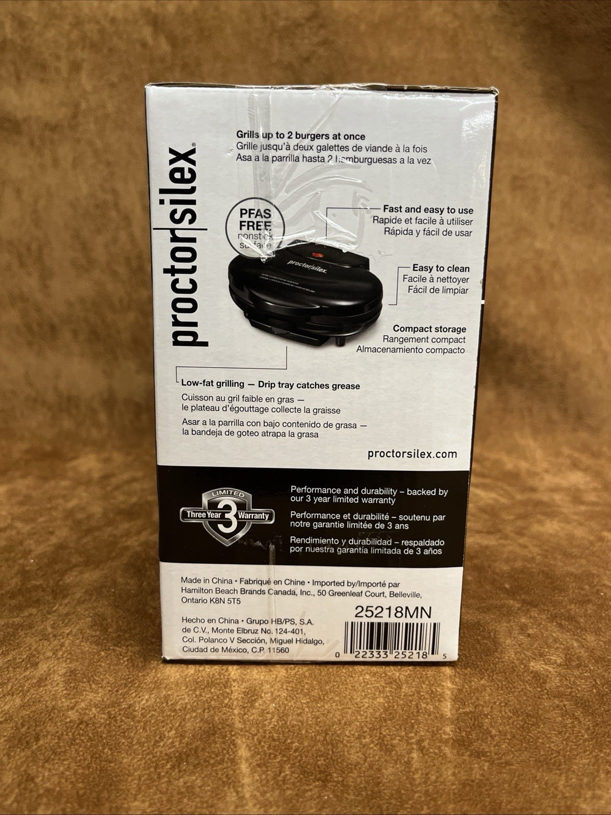 Proctor Silex Compact Grill, Brand New