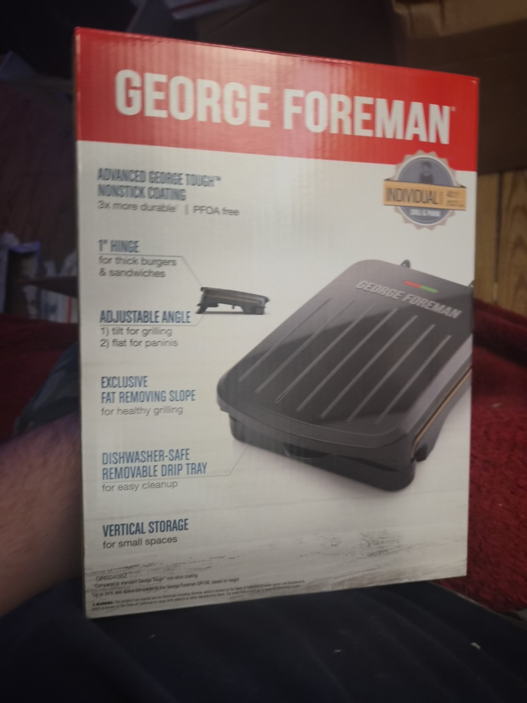 George Foreman GRS040 Electric Indoor Grill Panini Press 2-Serving Classic Plate