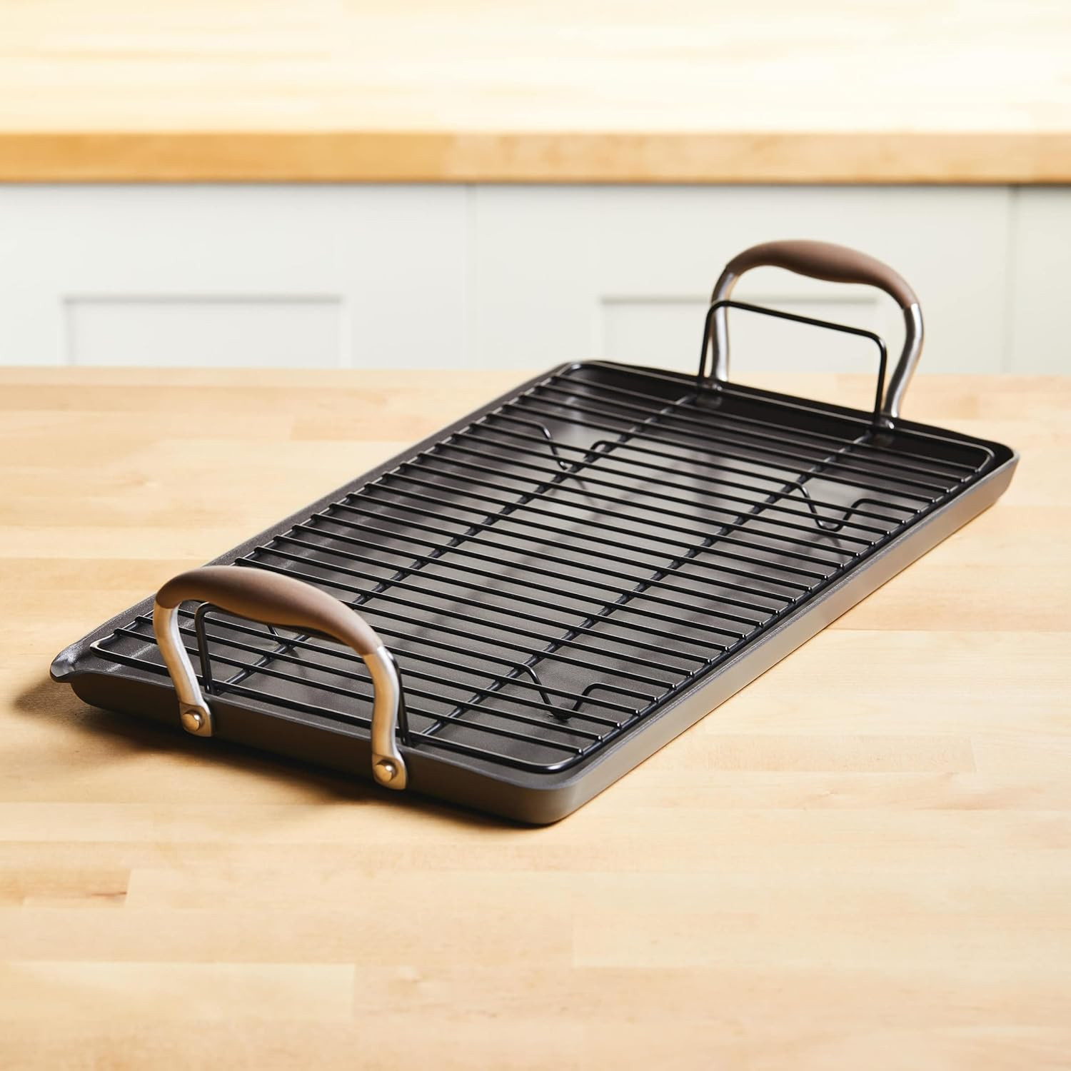 Advanced Home Hard Anodized Nonstick Double Burner Griddle/Grill Pan with Roasti