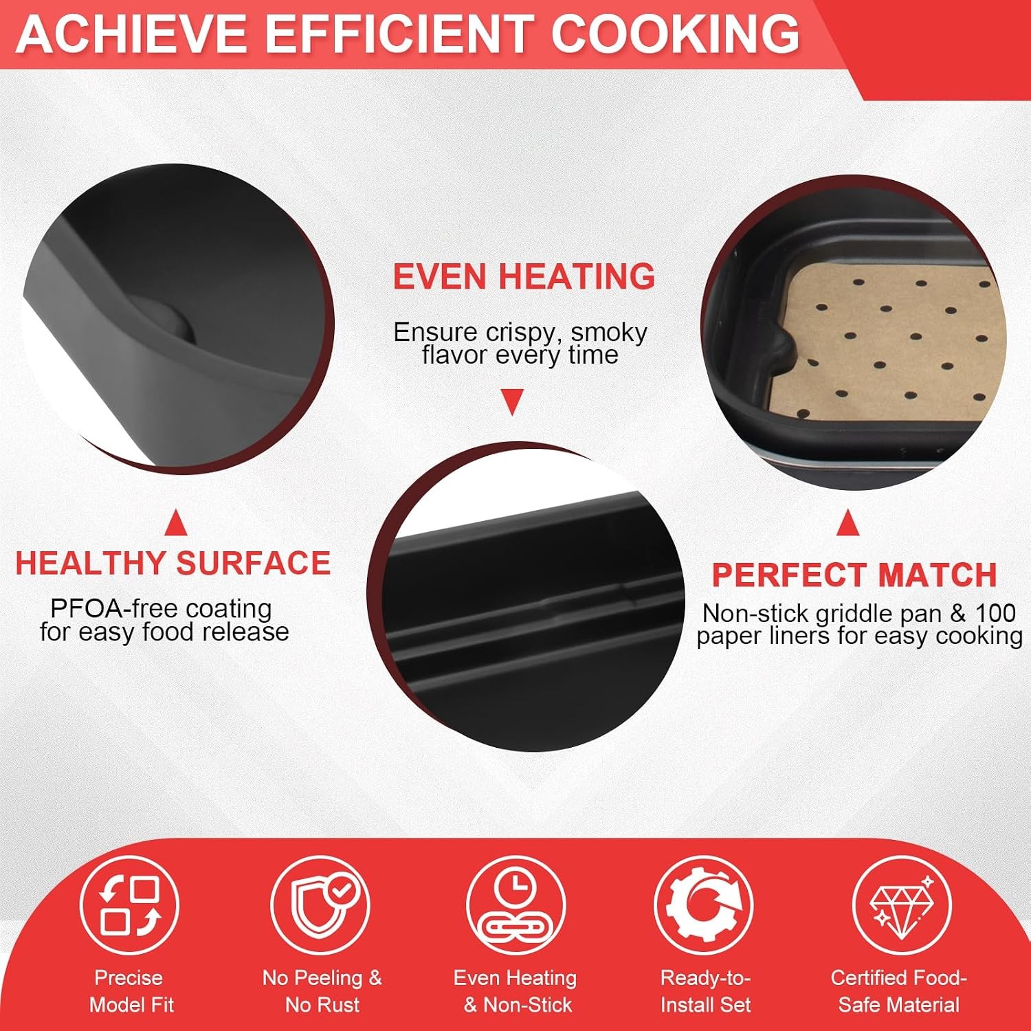 Foodi Smart Grill Pans & Air Fryer Liners for Ninja FG551 Foodi XL 6-in-1 Indoor