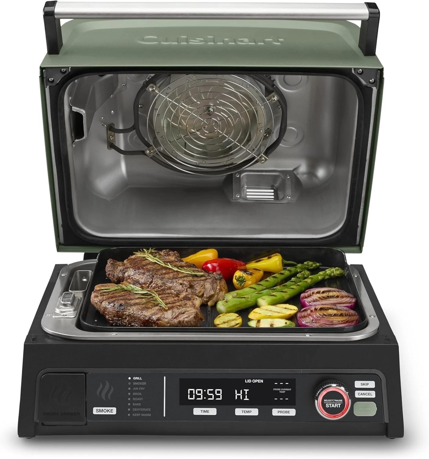 Cuisinart FlavorBoost 8-in-1 Outdoor Electric Grill, Smoker, Air Fry, Steamer.