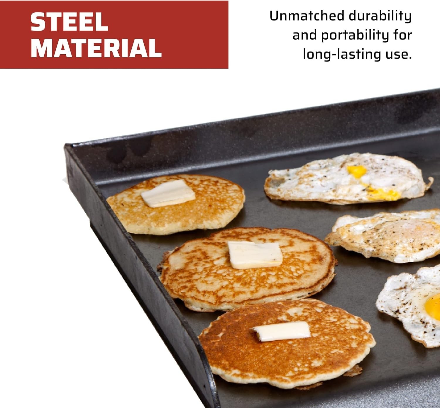 Fry Griddle 3 Burner Cooking Surface Large Heavy Duty Steel Indoor Outdoor